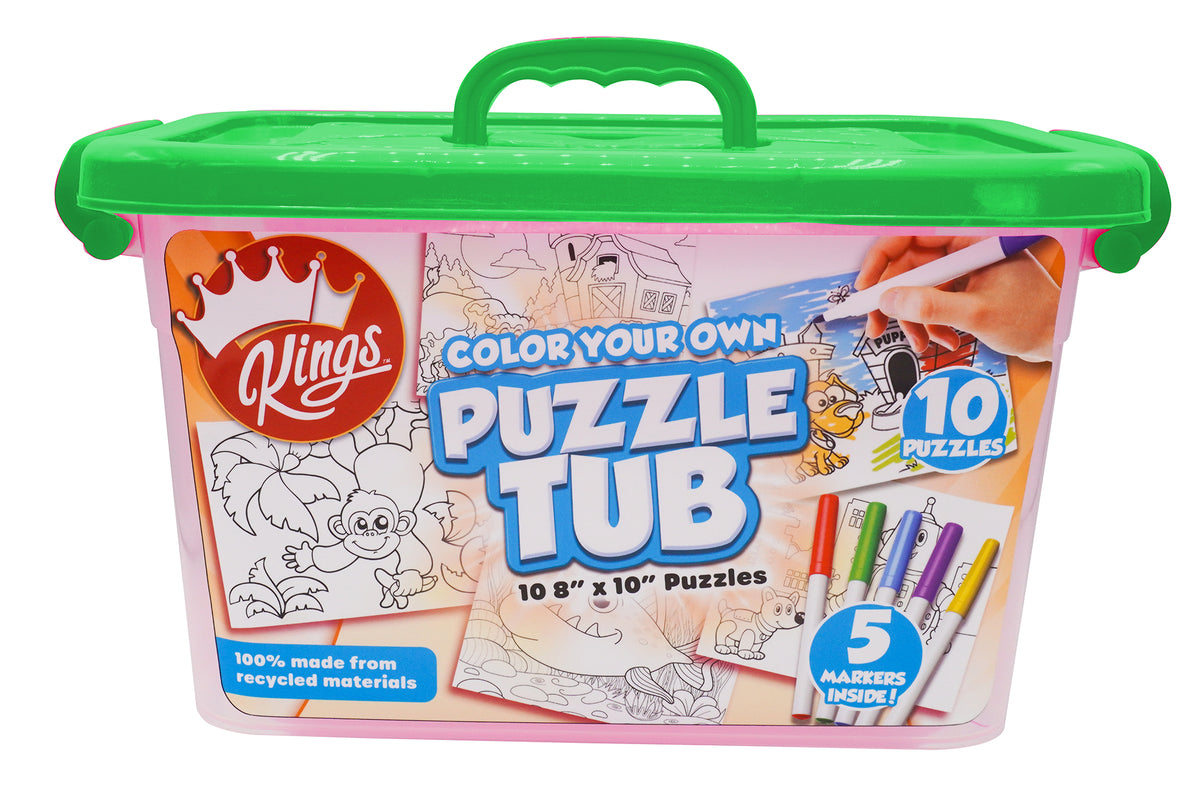 PUZZLE KINGS Kids Puzzle Set 300pc Color Your Own Puzzle Tub WeCool Toys