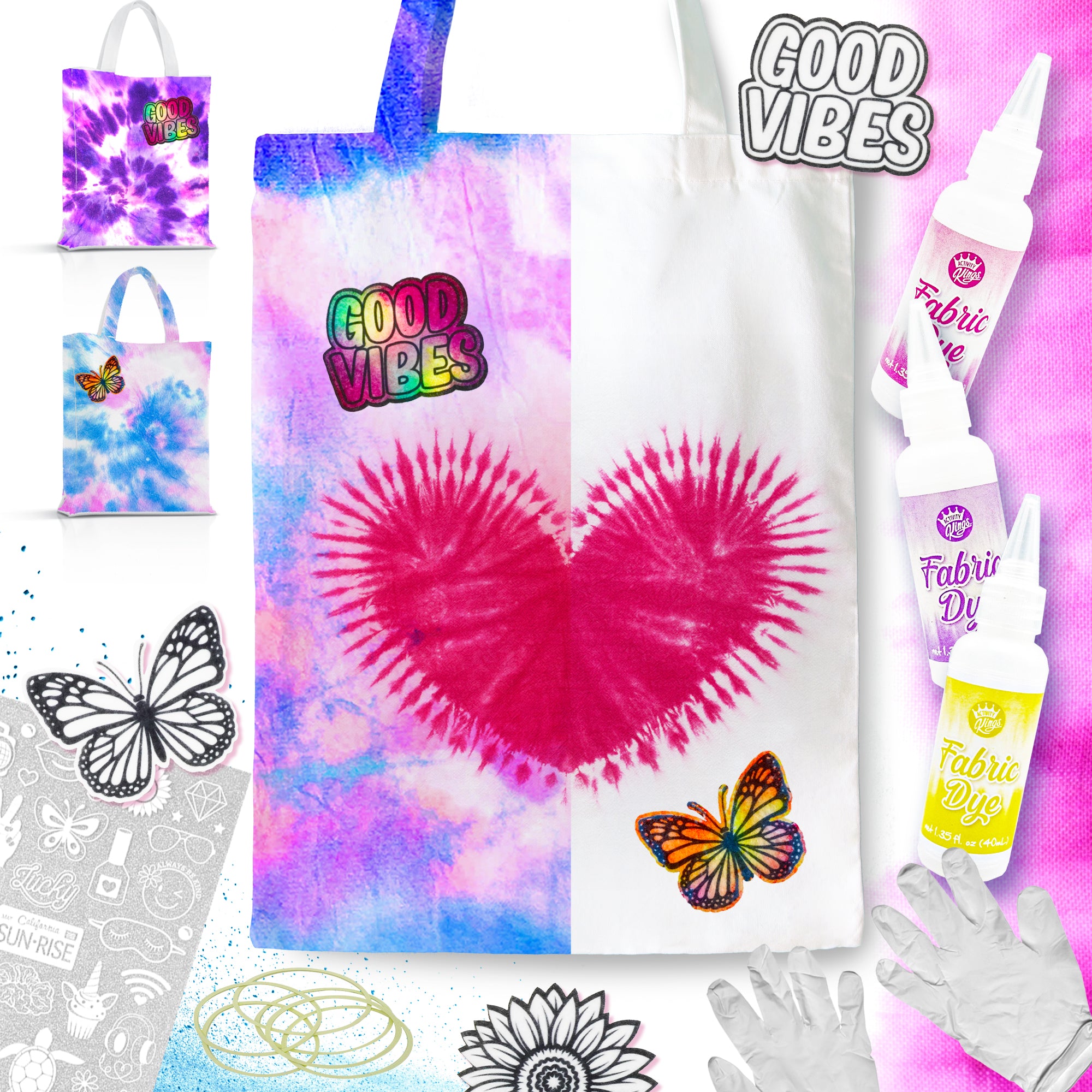 ACTIVITY KINGS ILY DIY Tie Dye Tote Bags DIY Tie Dye Kit